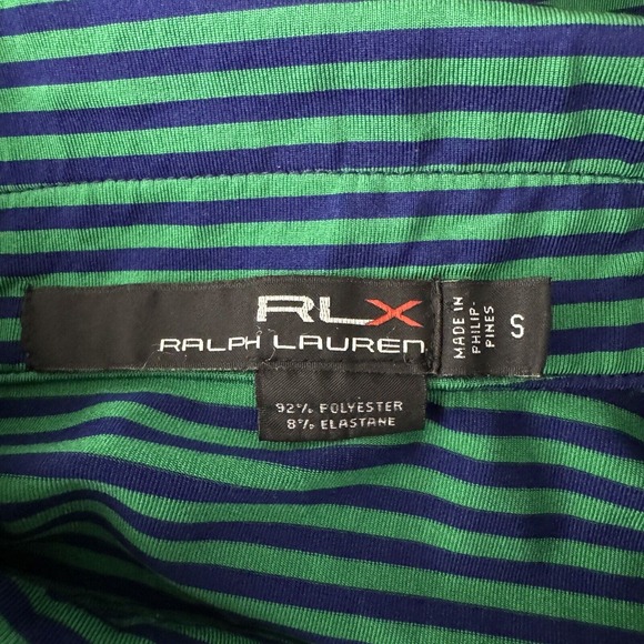 Ralph Lauren RXL Shirt Men Small Green Blue Stripe Golf Polo Preppy‎ Outdoors - Picture 4 of 5